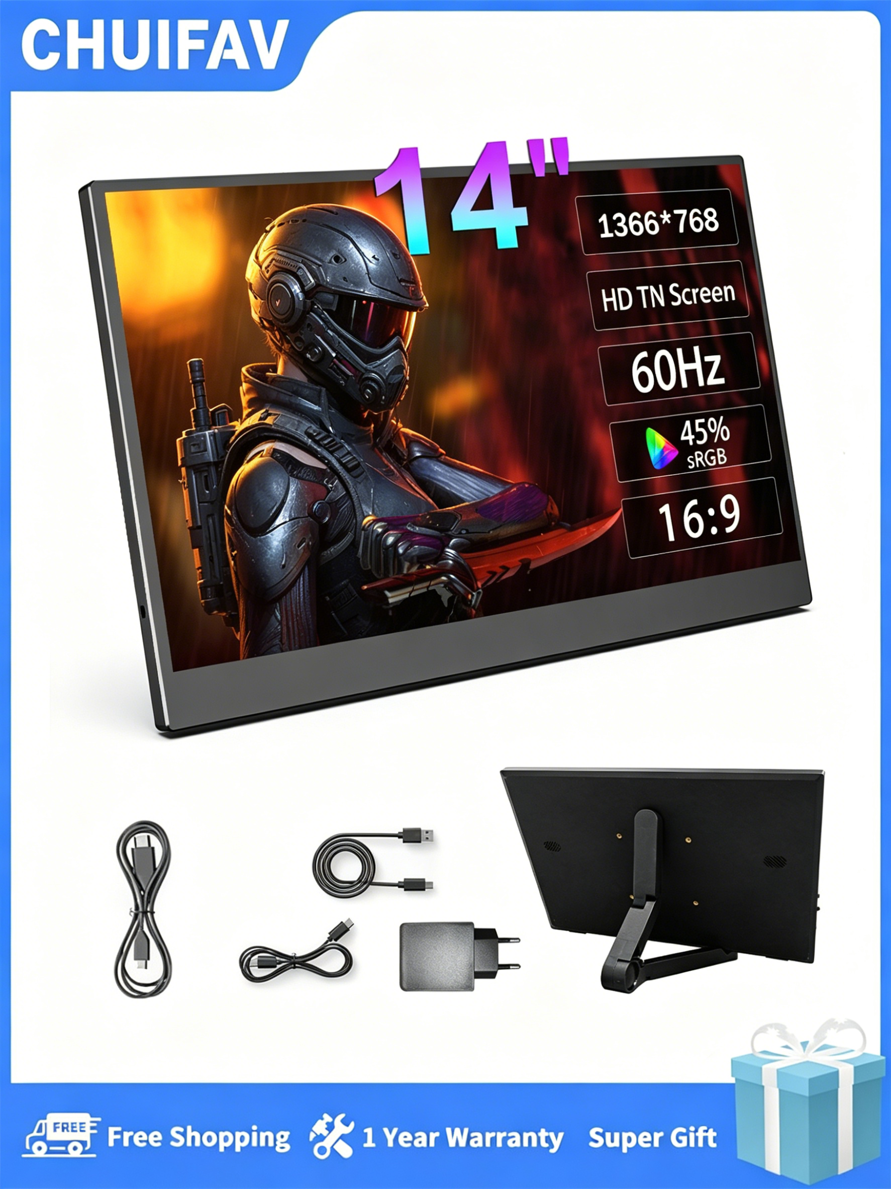Xbox Laptop Accessories - CHUIFAV 14-inch Portable Monitor - Gaming