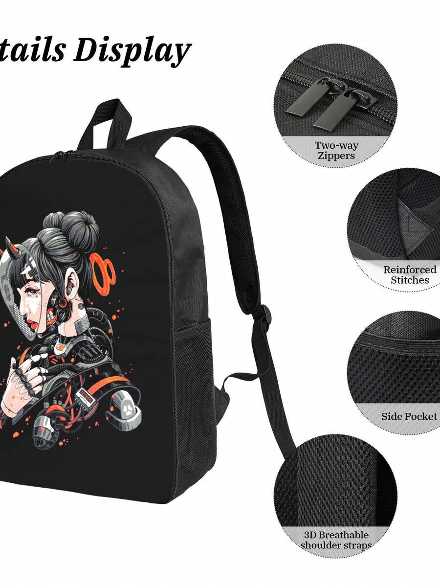 Laptop Backpack Anti Theft - Cyberpunk Cyborg Girl Waterproof Backpack Large