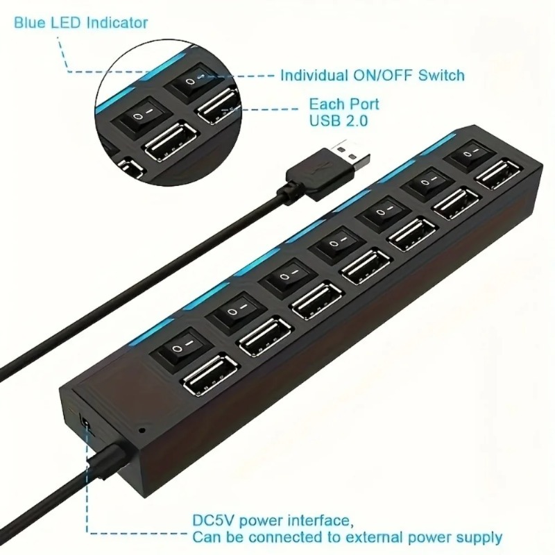 USB 2.0 Hub 4/7 Port Splitter  - Laptop Accessories Productivity avis et prix
