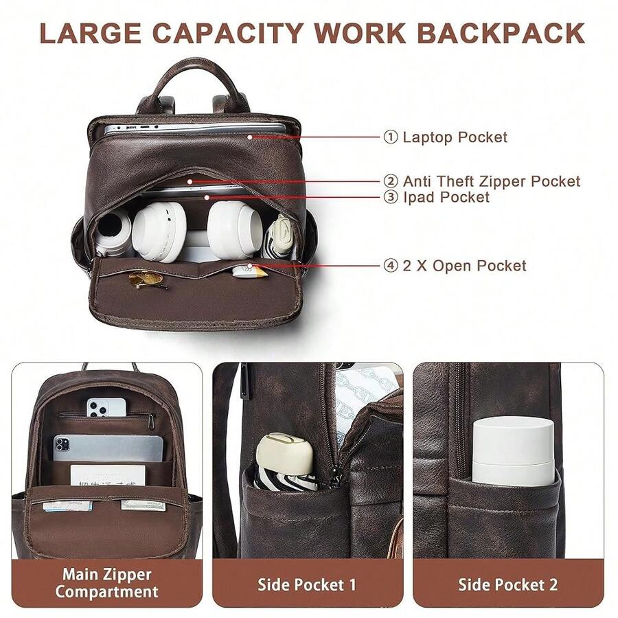 Large Capacity Leather Laptop  - Laptop Backpack Anti Theft avis et prix
