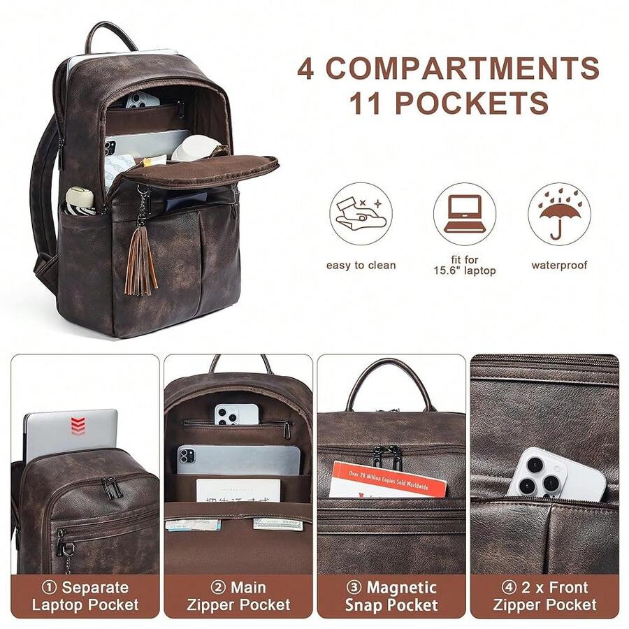 Large Capacity Leather Laptop  - Laptop Backpack Anti Theft avis et prix