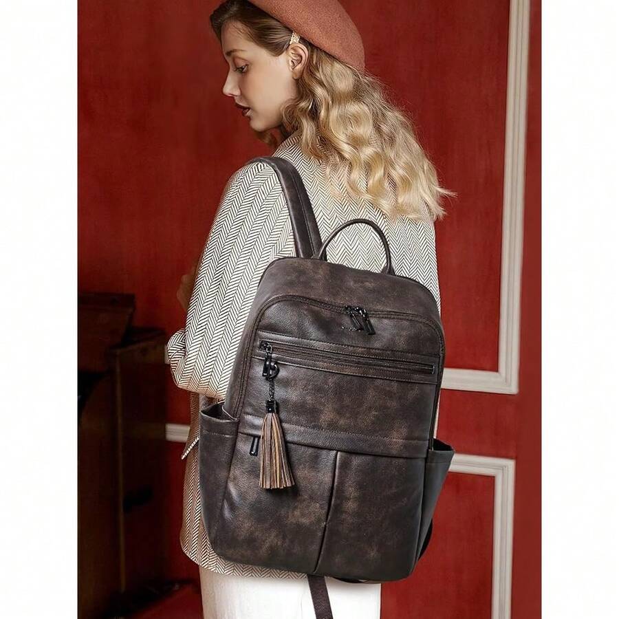 Large Capacity Leather Laptop  - Laptop Backpack Anti Theft avis et prix